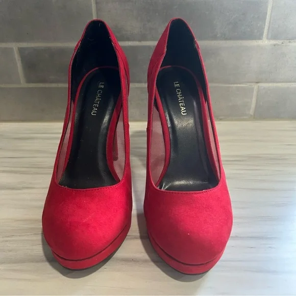 Le Château Red Suede Platform Heels Size 38 (US 7.5) - Picture 2 of 7